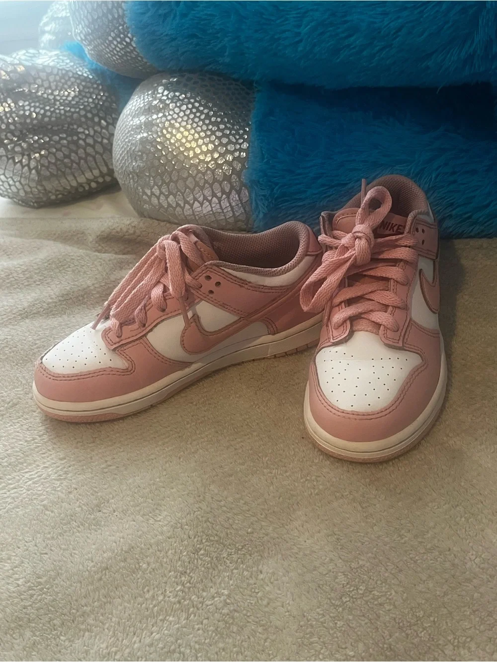 Nike Women's Pink and White Low-Top Sneakers - Classic Swoosh